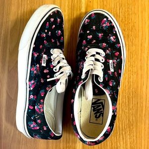 Flower Print Black Vans W8.0 M6.5